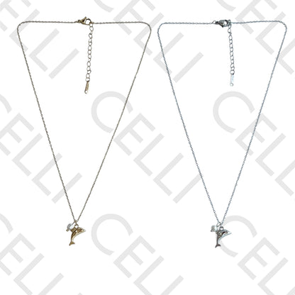 Steel Necklace - Dolphin with Pearl
