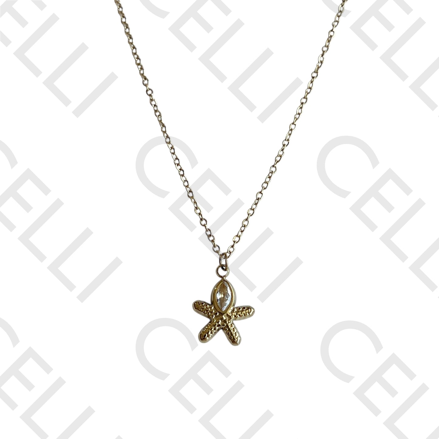 Steel Necklace - Starfish with Brilliant