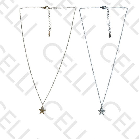 Colar de aço - estrela do mar com brilhante