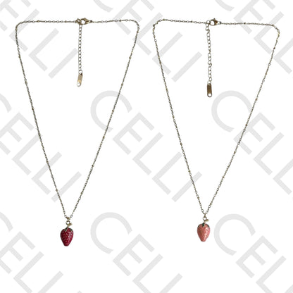 不锈钢项链 - 草莓