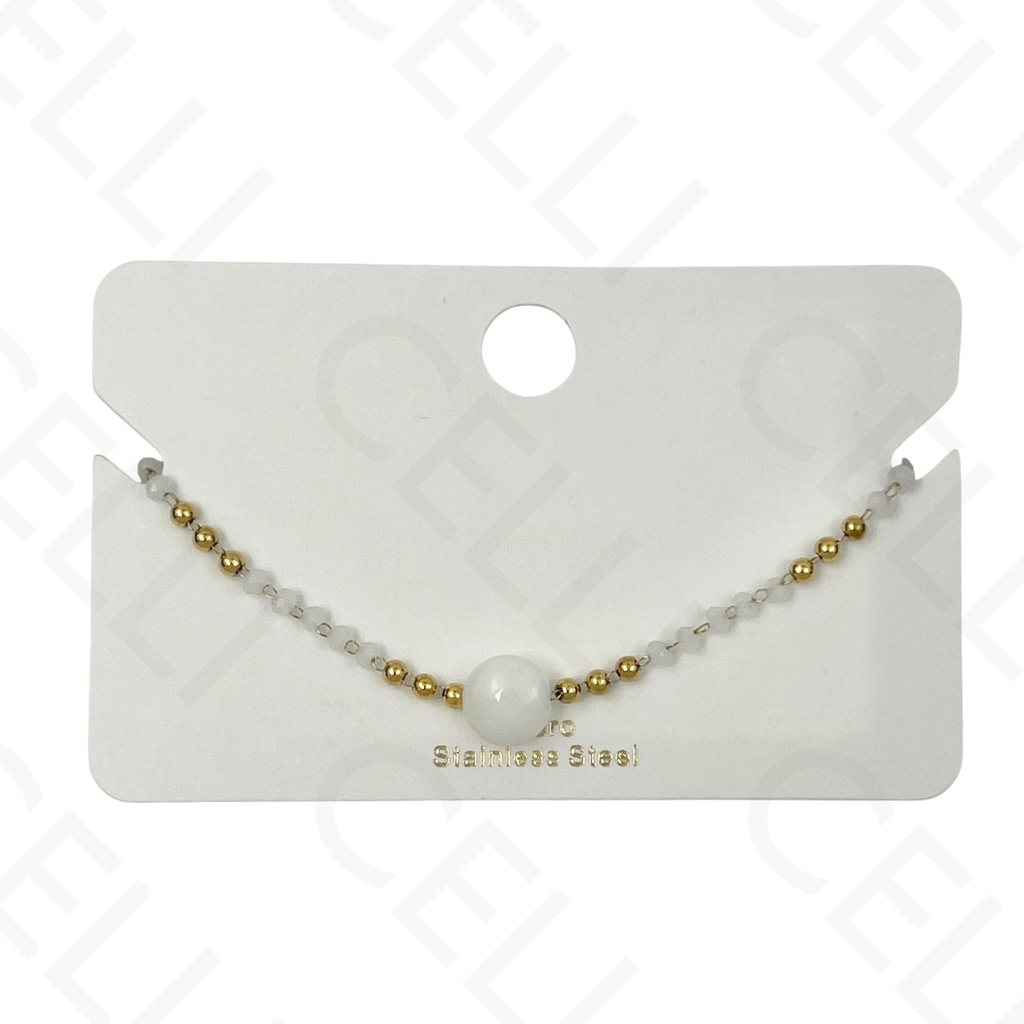 Pulseira de aço - pedras naturais