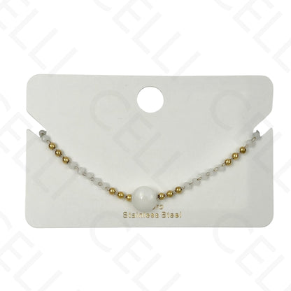 Pulseira de aço - pedras naturais