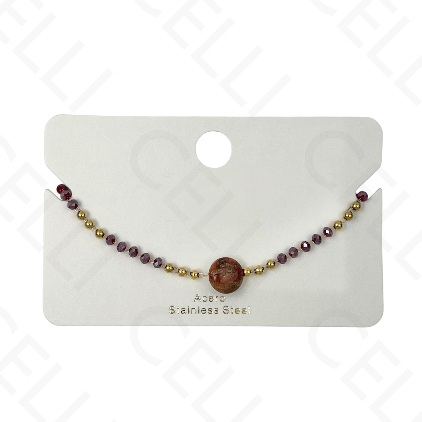 Pulseira de aço - pedras naturais