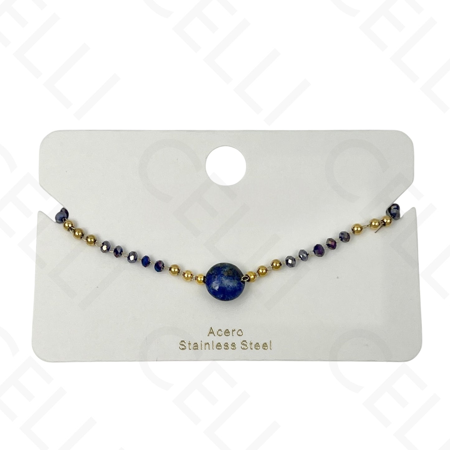 Pulseira de aço - pedras naturais