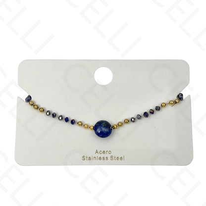 Pulseira de aço - pedras naturais