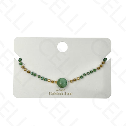 Pulseira de aço - pedras naturais