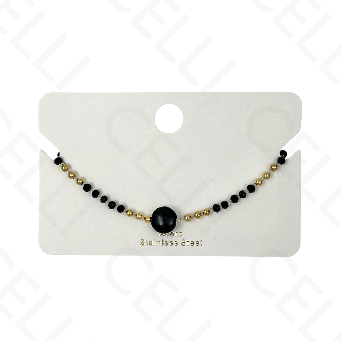 Pulseira de aço - pedras naturais