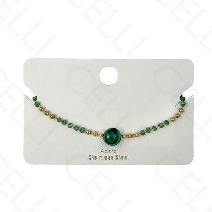 Pulseira de aço - pedras naturais