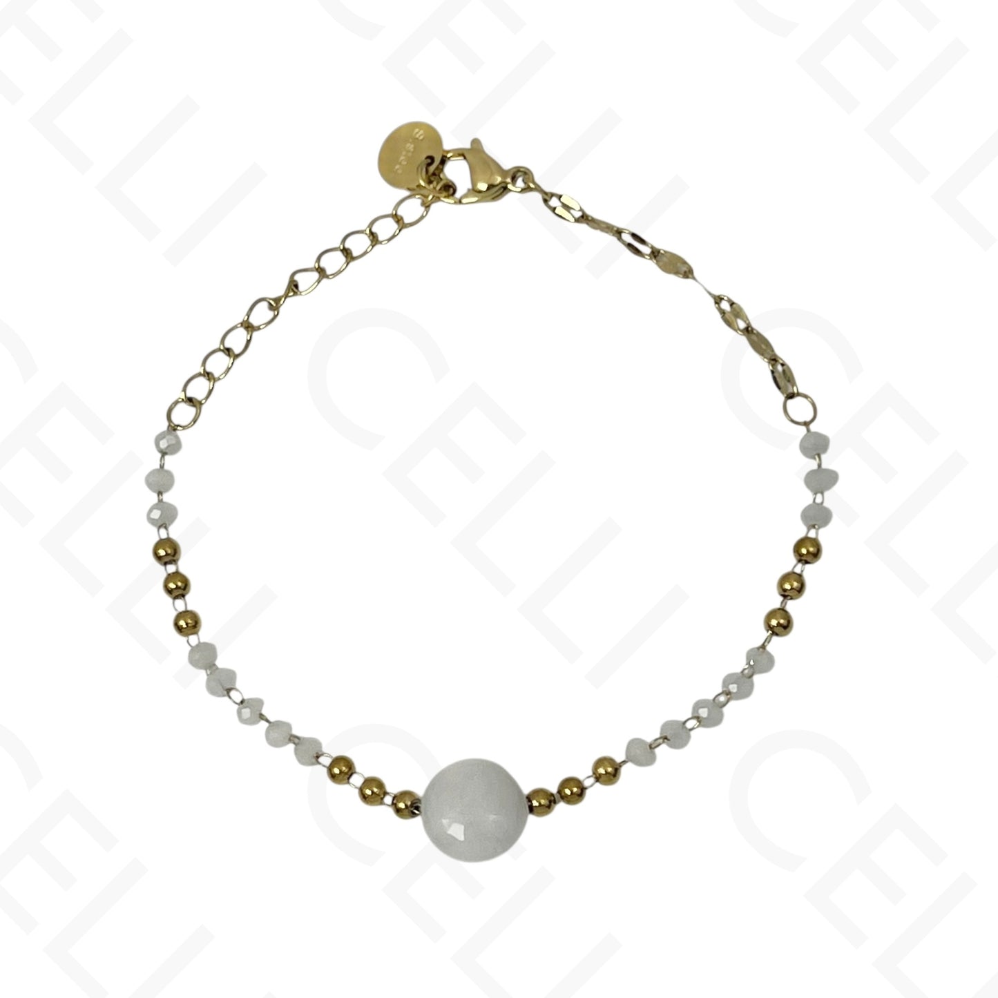 Pulseira de aço - pedras naturais