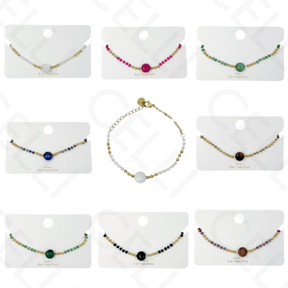 Pulseira de aço - pedras naturais