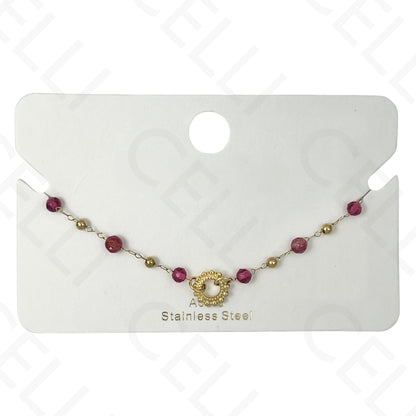 Pulsera de acero - piedras naturales con colgante sol