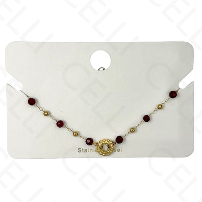 Pulsera de acero - piedras naturales con colgante sol