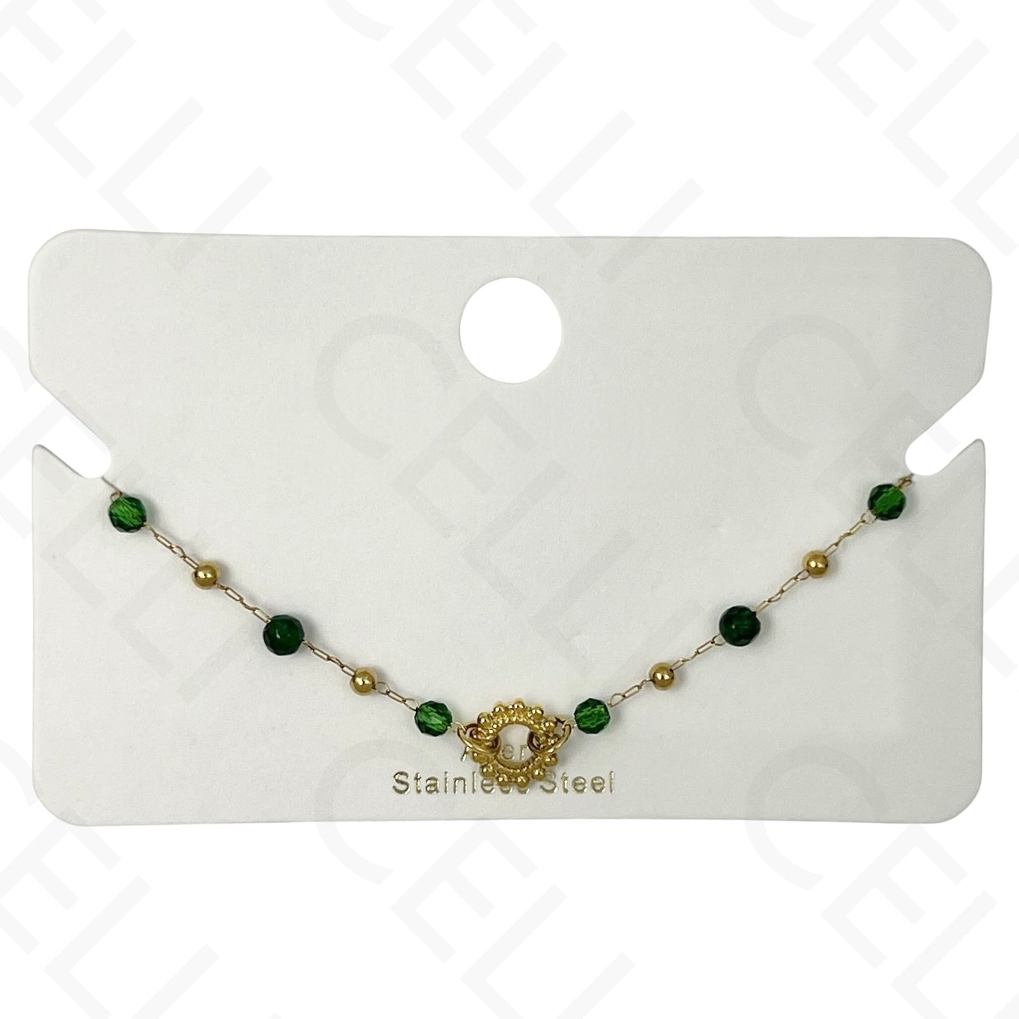 Pulsera de acero - piedras naturales con colgante sol