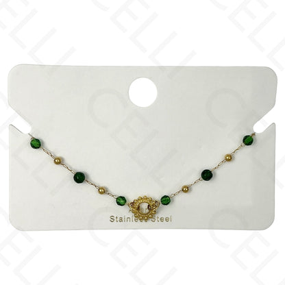 Pulsera de acero - piedras naturales con colgante sol