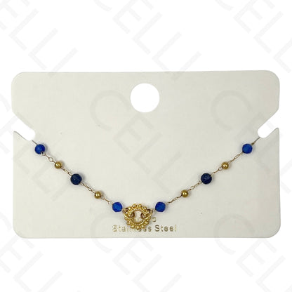 Pulsera de acero - piedras naturales con colgante sol