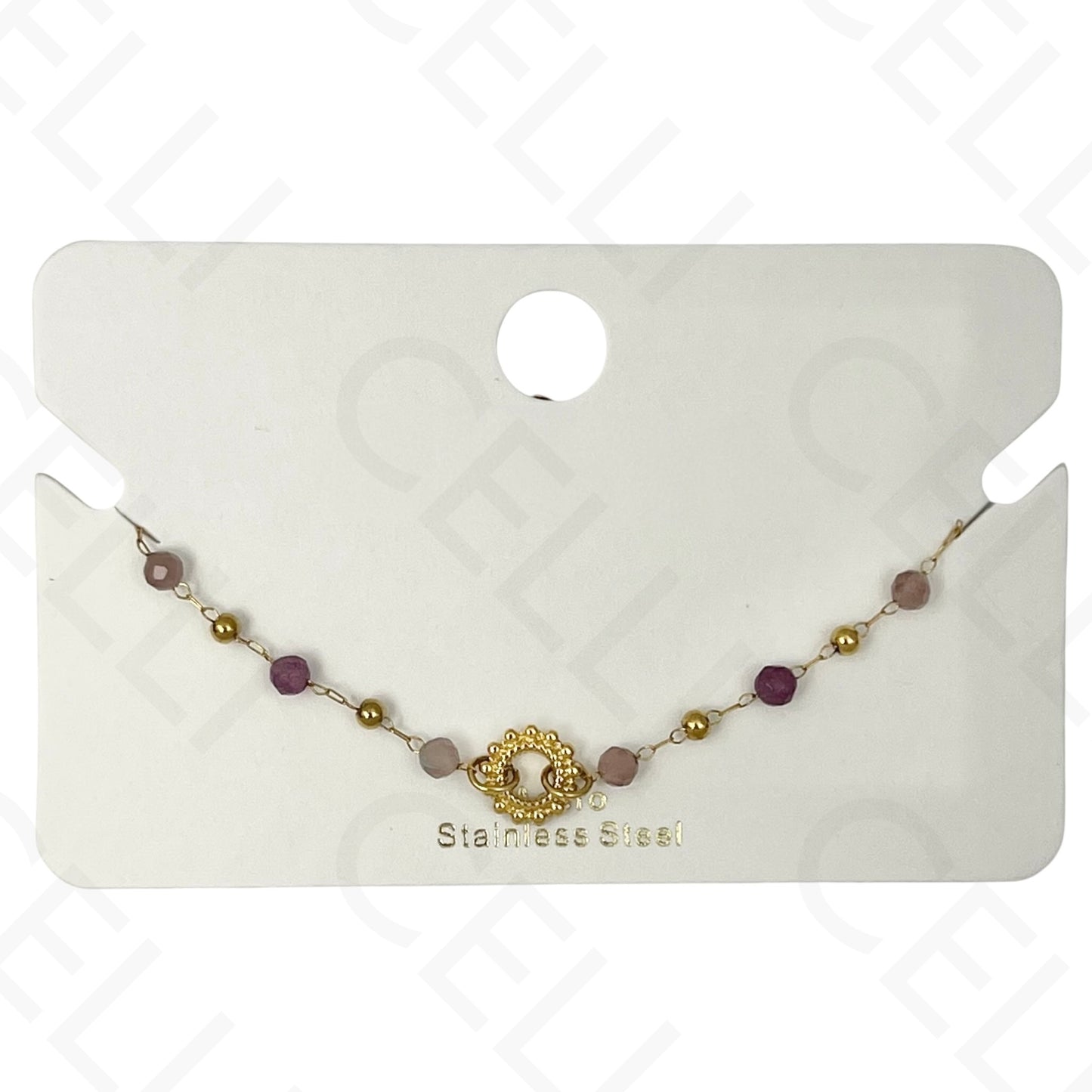 Pulsera de acero - piedras naturales con colgante sol