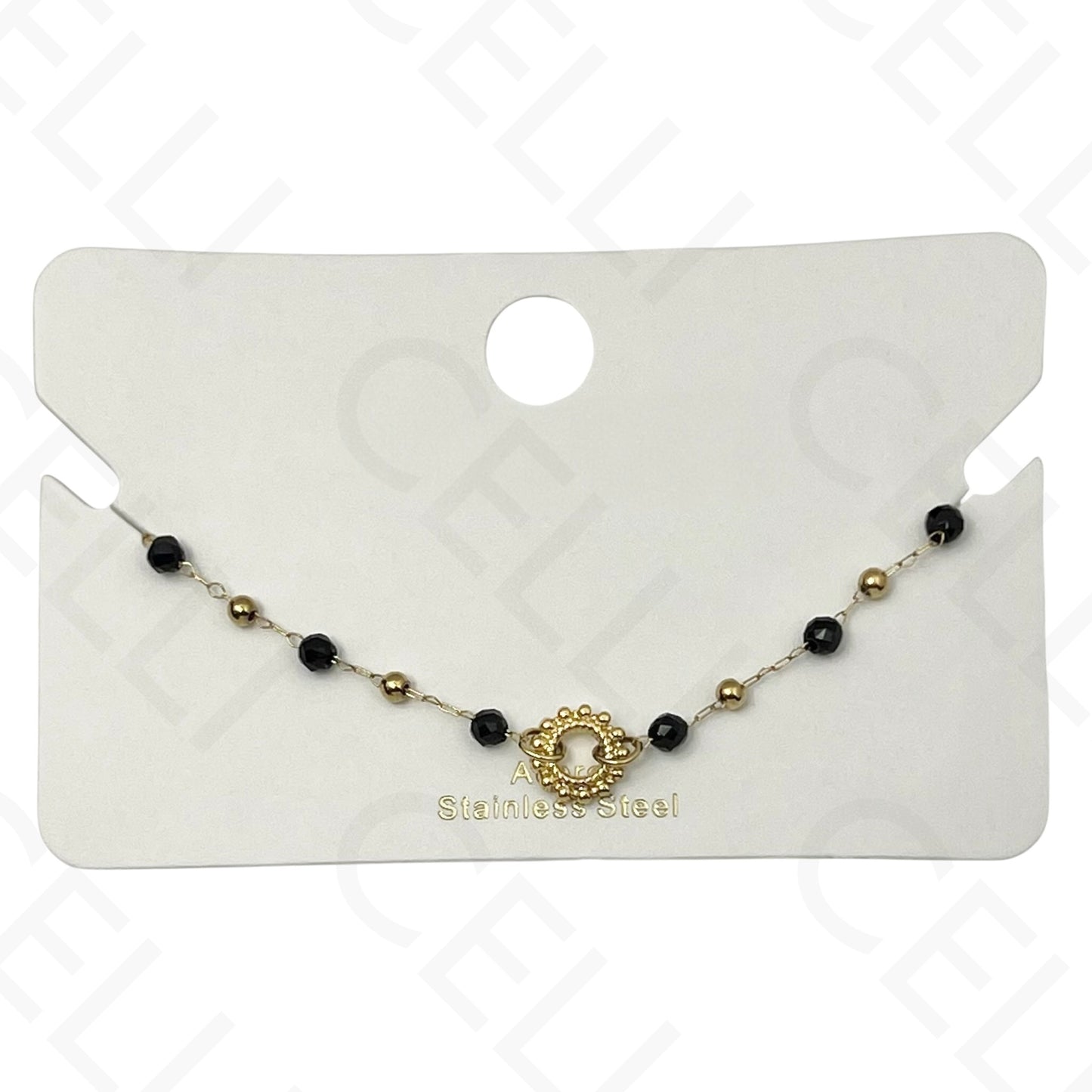 Pulsera de acero - piedras naturales con colgante sol