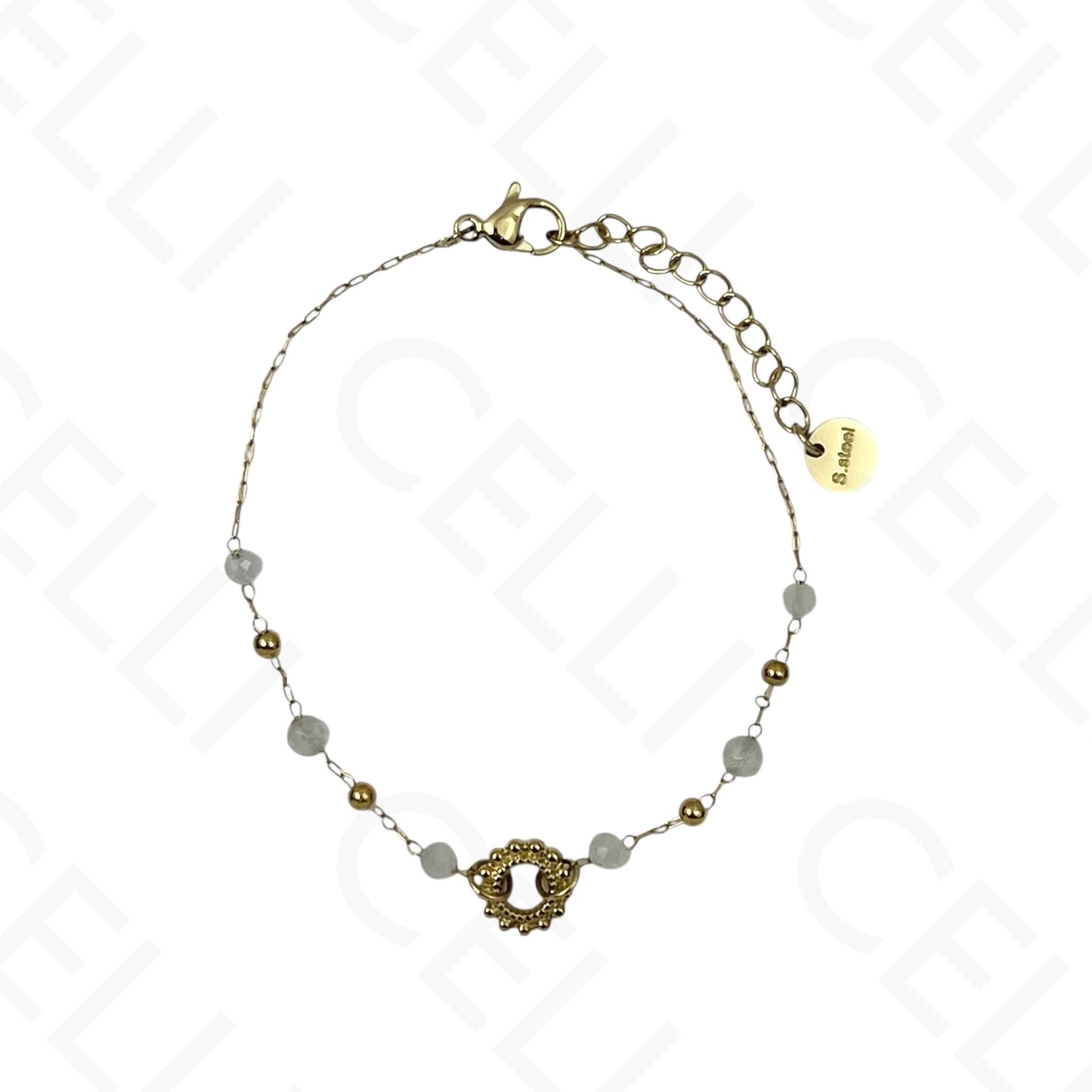 Pulsera de acero - piedras naturales con colgante sol