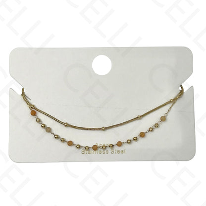 Pulseira de aço - duplo com pedras naturais