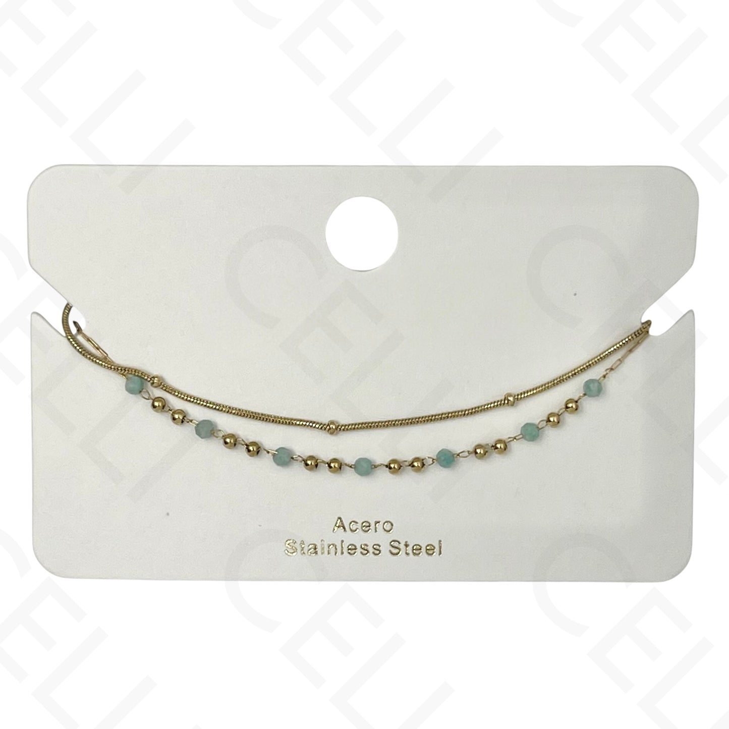 Pulseira de aço - duplo com pedras naturais