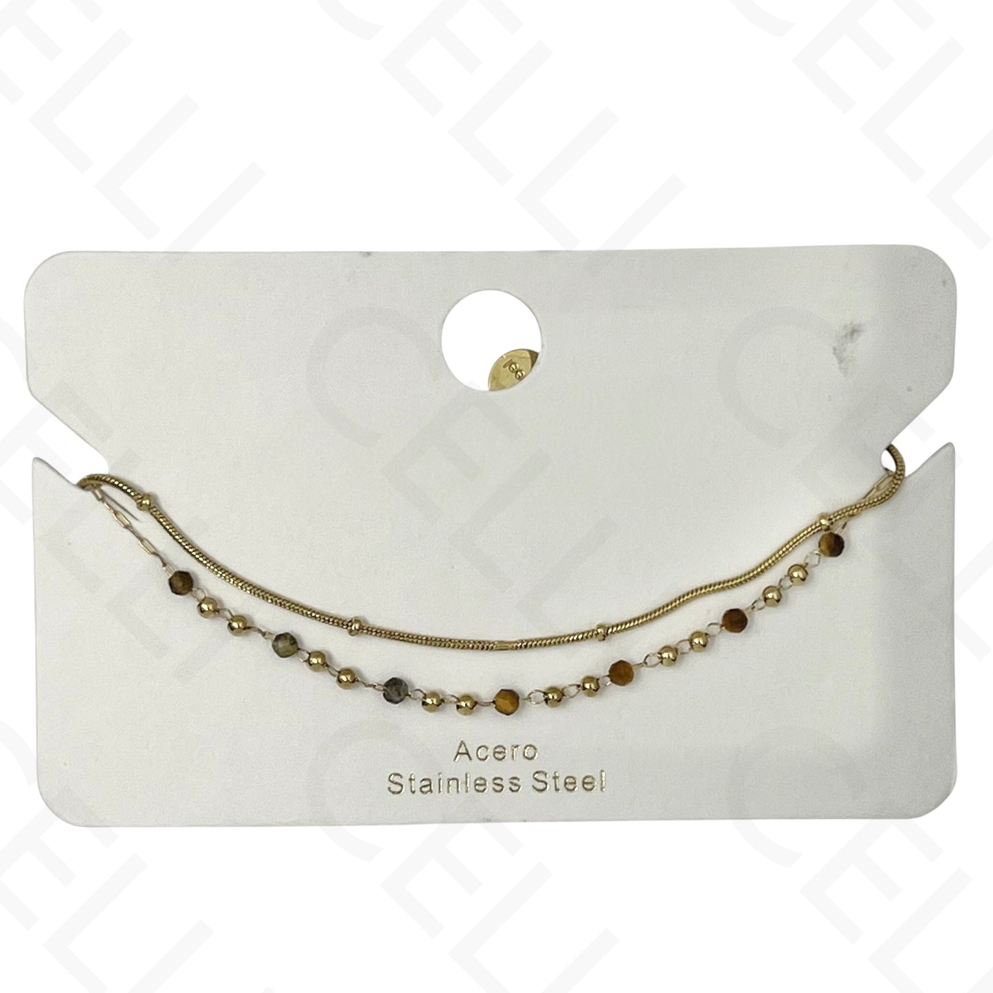 Pulseira de aço - duplo com pedras naturais