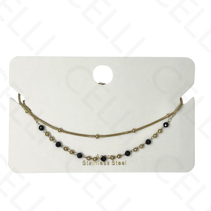 Pulseira de aço - duplo com pedras naturais