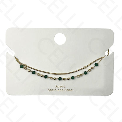 Pulseira de aço - duplo com pedras naturais