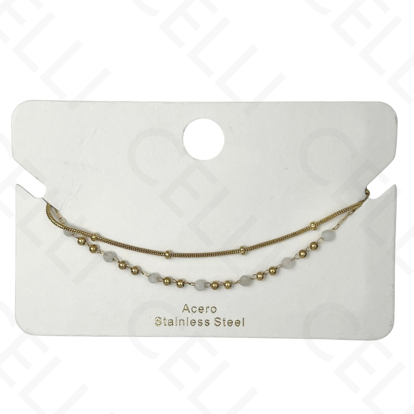 Pulseira de aço - duplo com pedras naturais