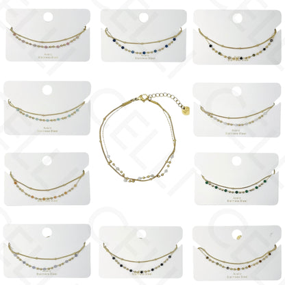 Pulseira de aço - duplo com pedras naturais