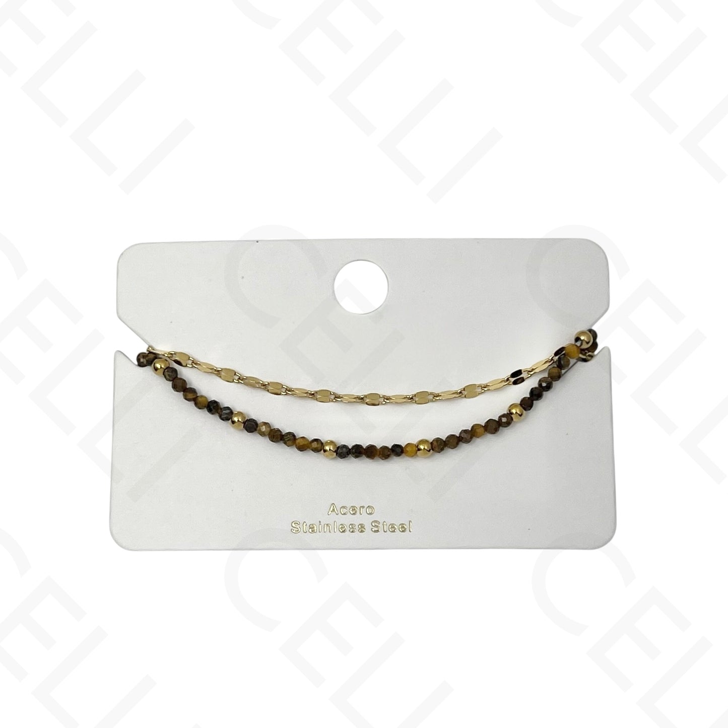 Pulsera de acero - doble con piedras naturales