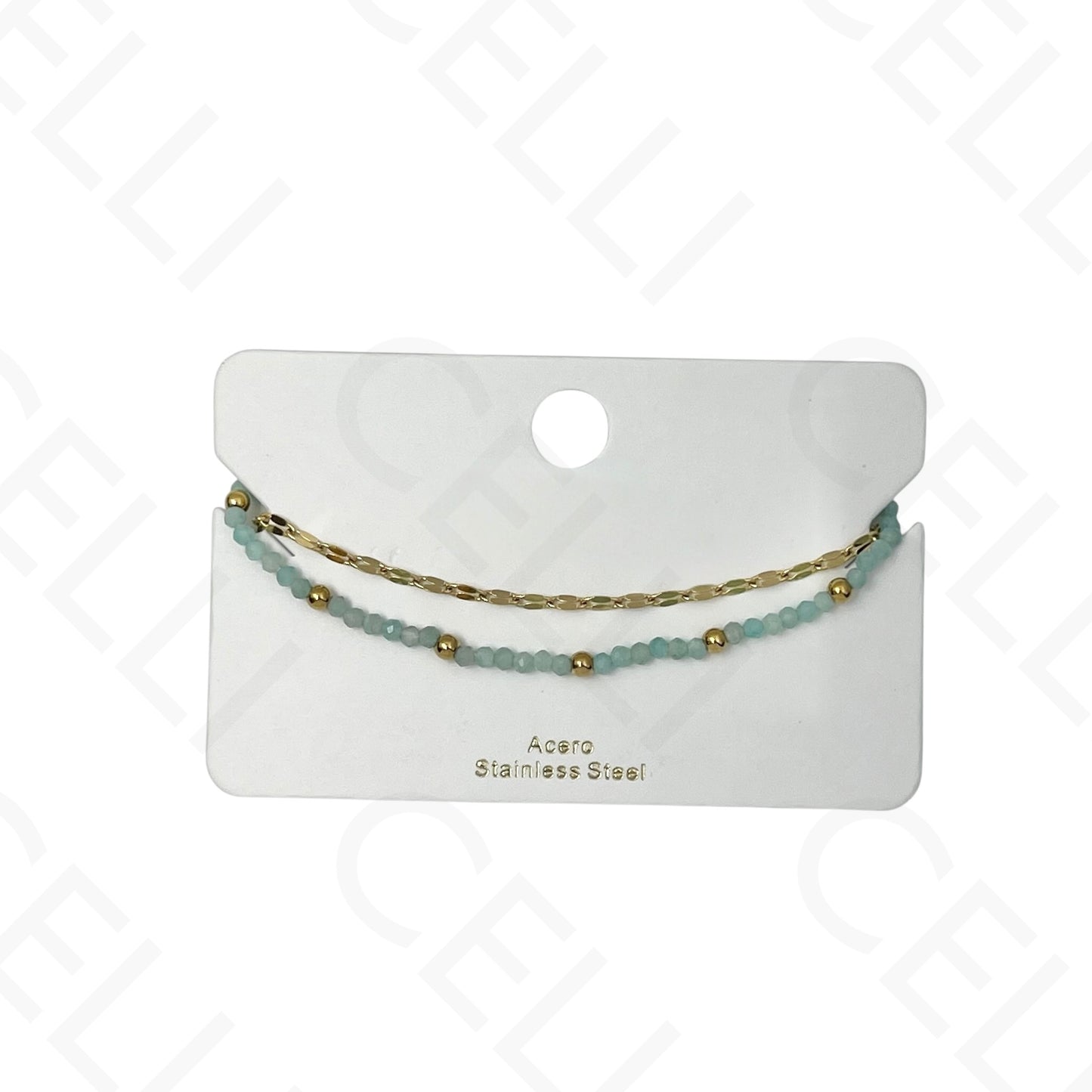 Pulsera de acero - doble con piedras naturales