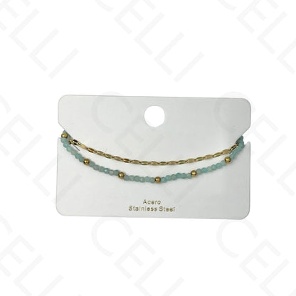 Pulsera de acero - doble con piedras naturales