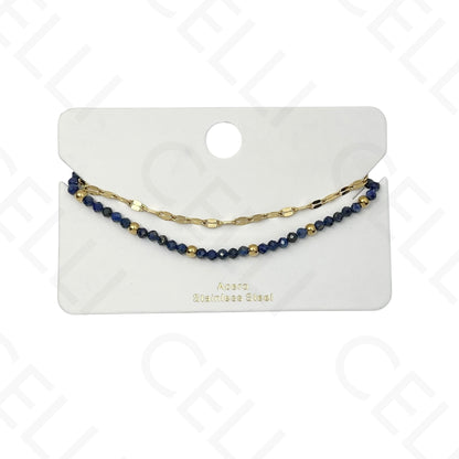 Pulsera de acero - doble con piedras naturales