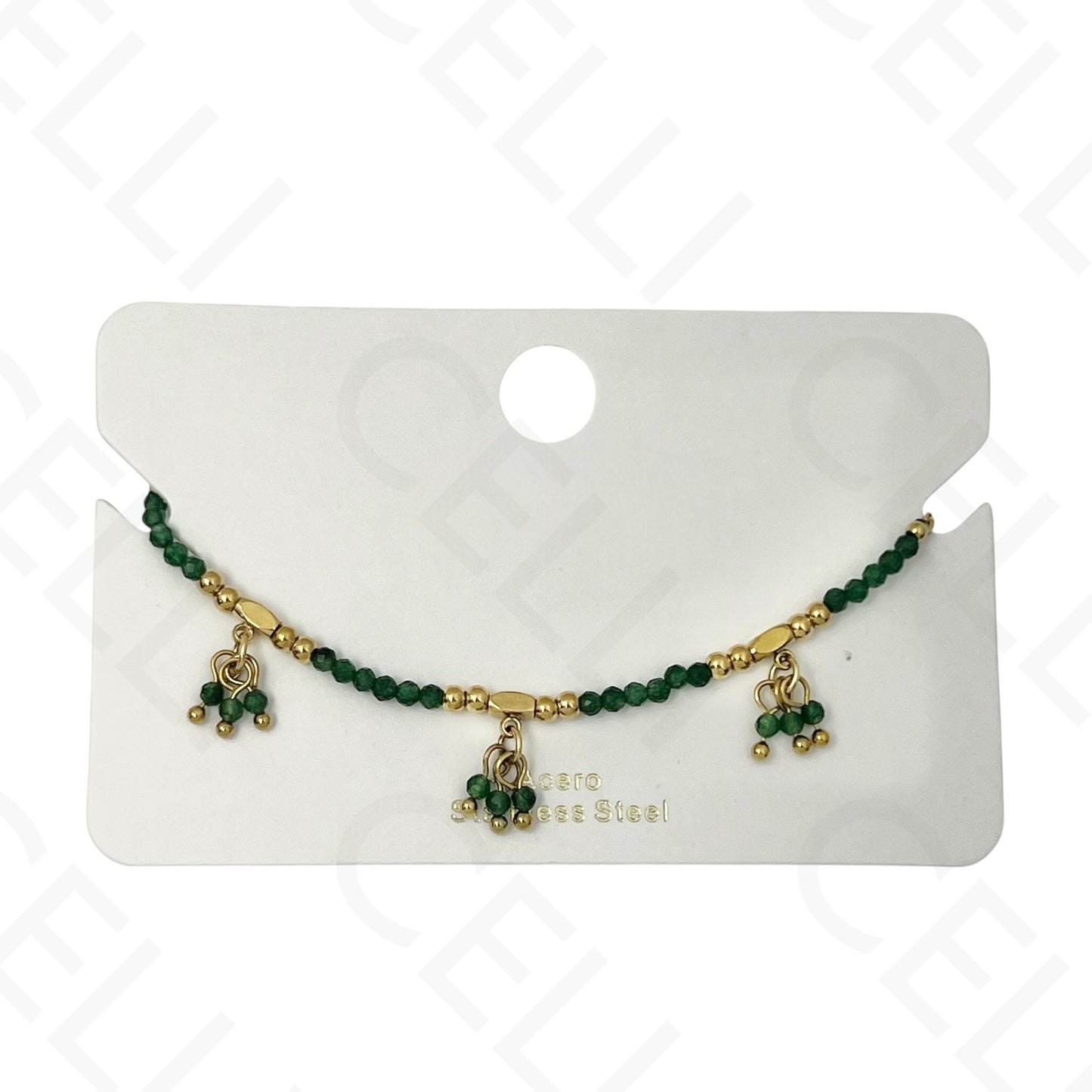 Pulseira de aço - com pedras naturais