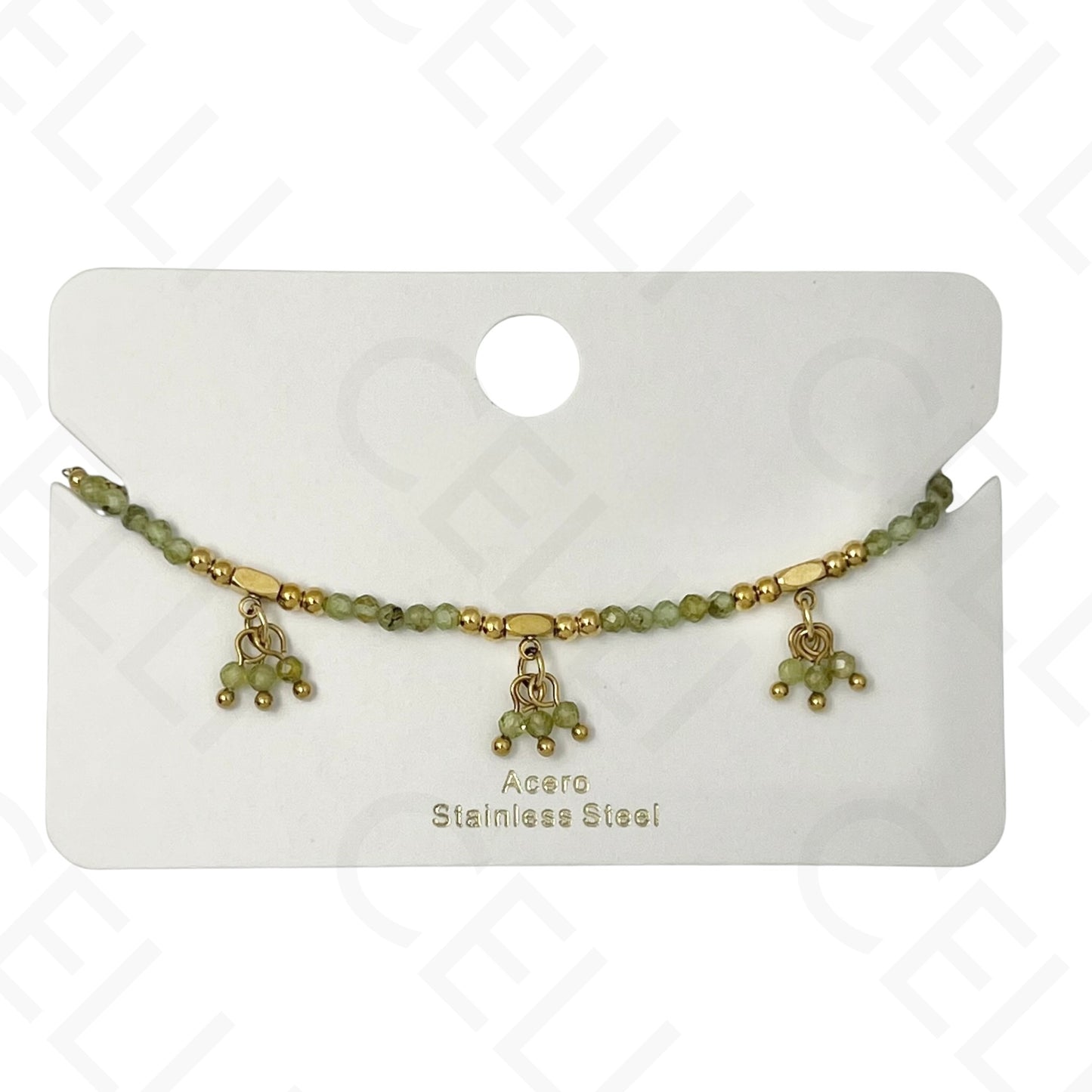 Pulseira de aço - com pedras naturais