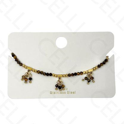 Pulseira de aço - com pedras naturais