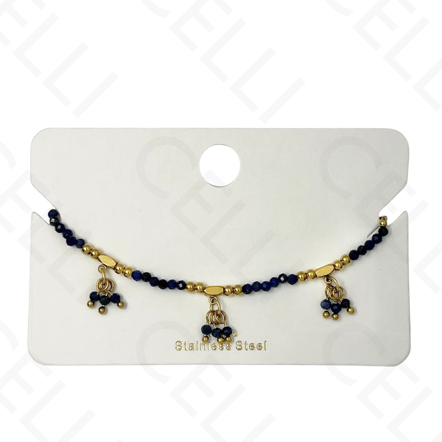 Pulseira de aço - com pedras naturais