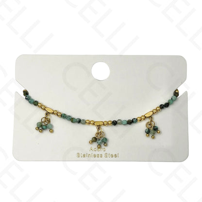 Pulseira de aço - com pedras naturais