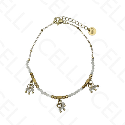 Pulseira de aço - com pedras naturais