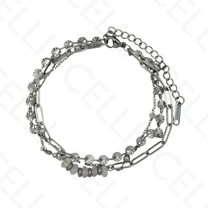 Pulseira de aço - triplo com pedras naturais