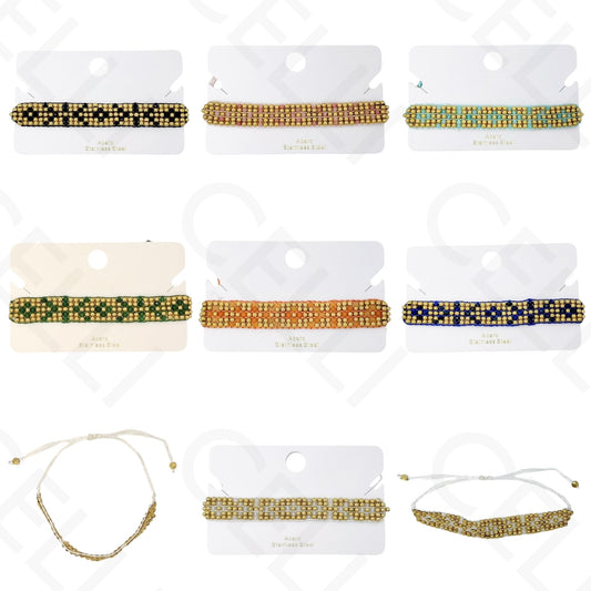 Pulsera de acero - bolas de acero y piedras naturales