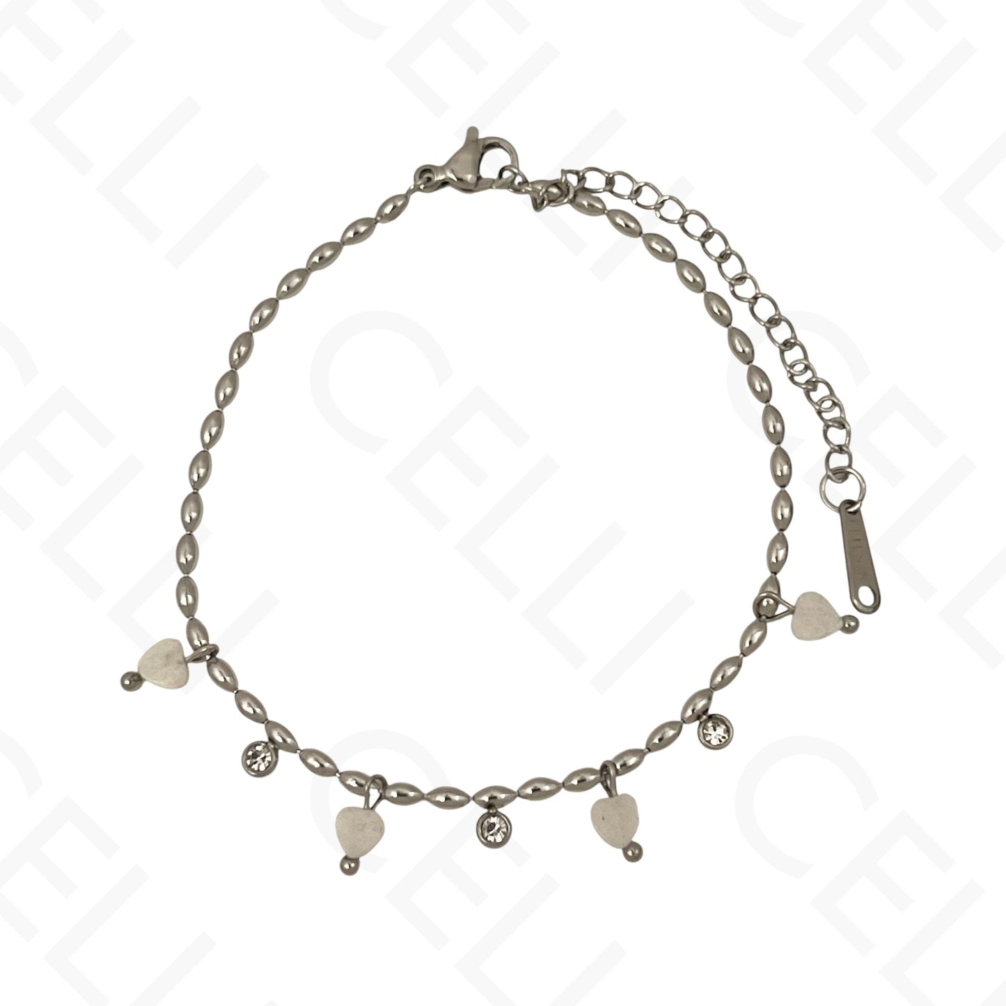 Colar/Pulseira de aço - pedas naturais formato coração