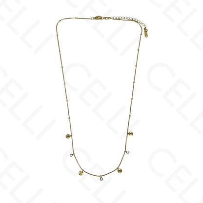 Colar/Pulseira de aço - mini pendentes redondos com brilhantes