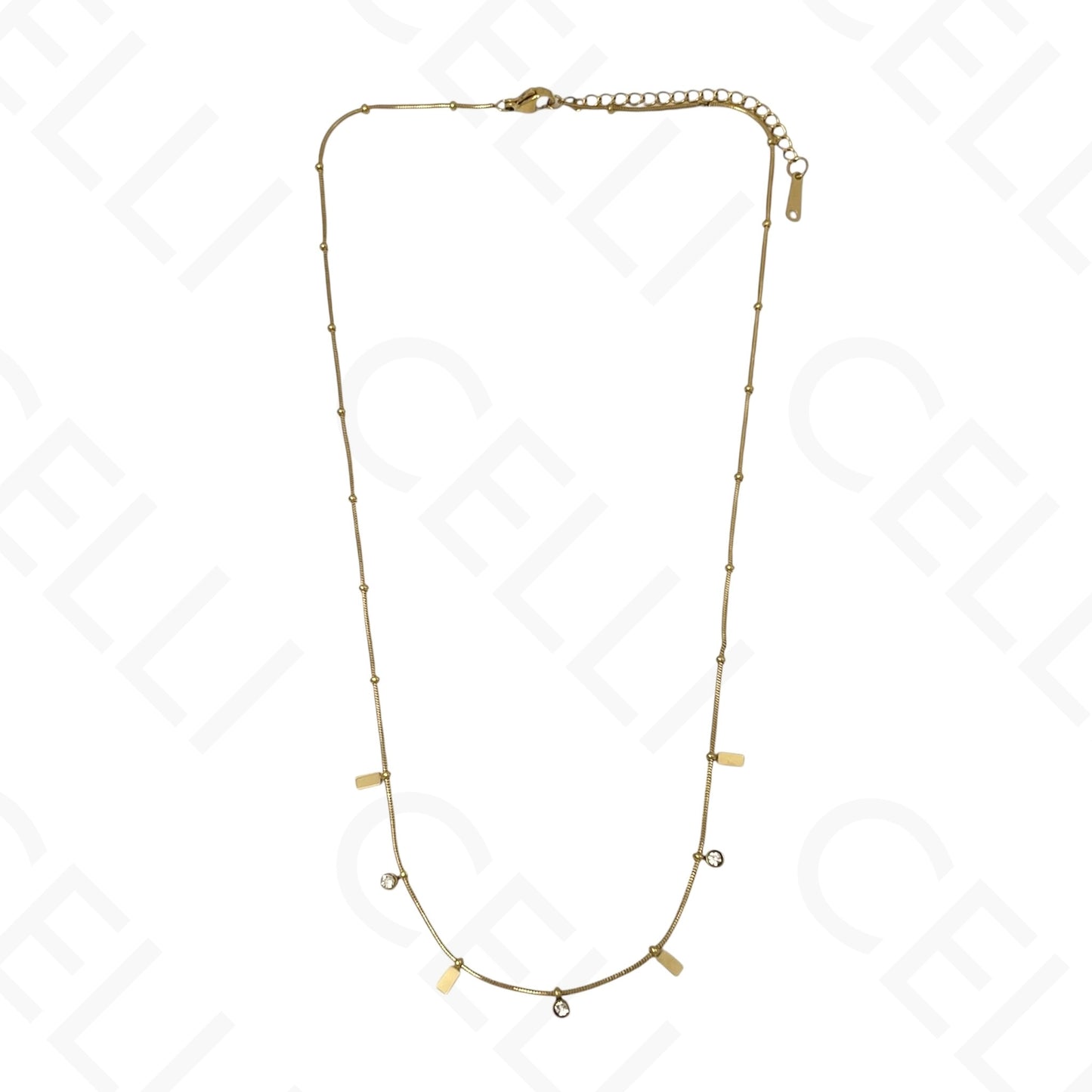 Colar/Pulseira de aço - mini rectangulos com brilhantes (Cópia)