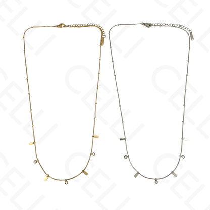 Colar/Pulseira de aço - mini rectangulos com brilhantes (Cópia)