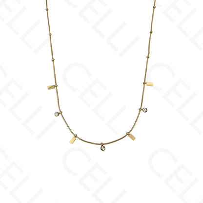 Colar/Pulseira de aço - mini rectangulos com brilhantes (Cópia)