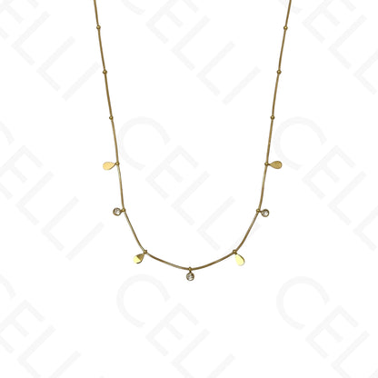 Colar/Pulseira de aço - mini gota com brilhantes