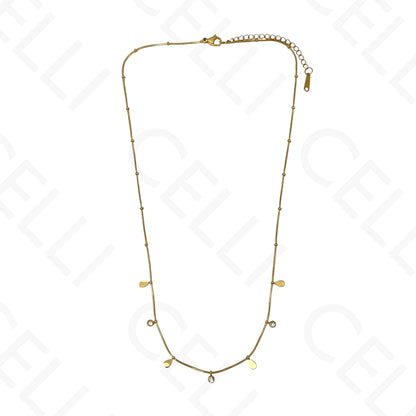 Colar/Pulseira de aço - mini gota com brilhantes