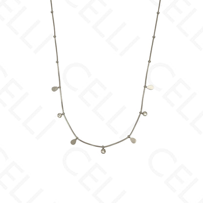 Colar/Pulseira de aço - mini gota com brilhantes