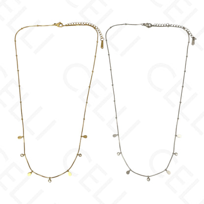 Colar/Pulseira de aço - mini gota com brilhantes